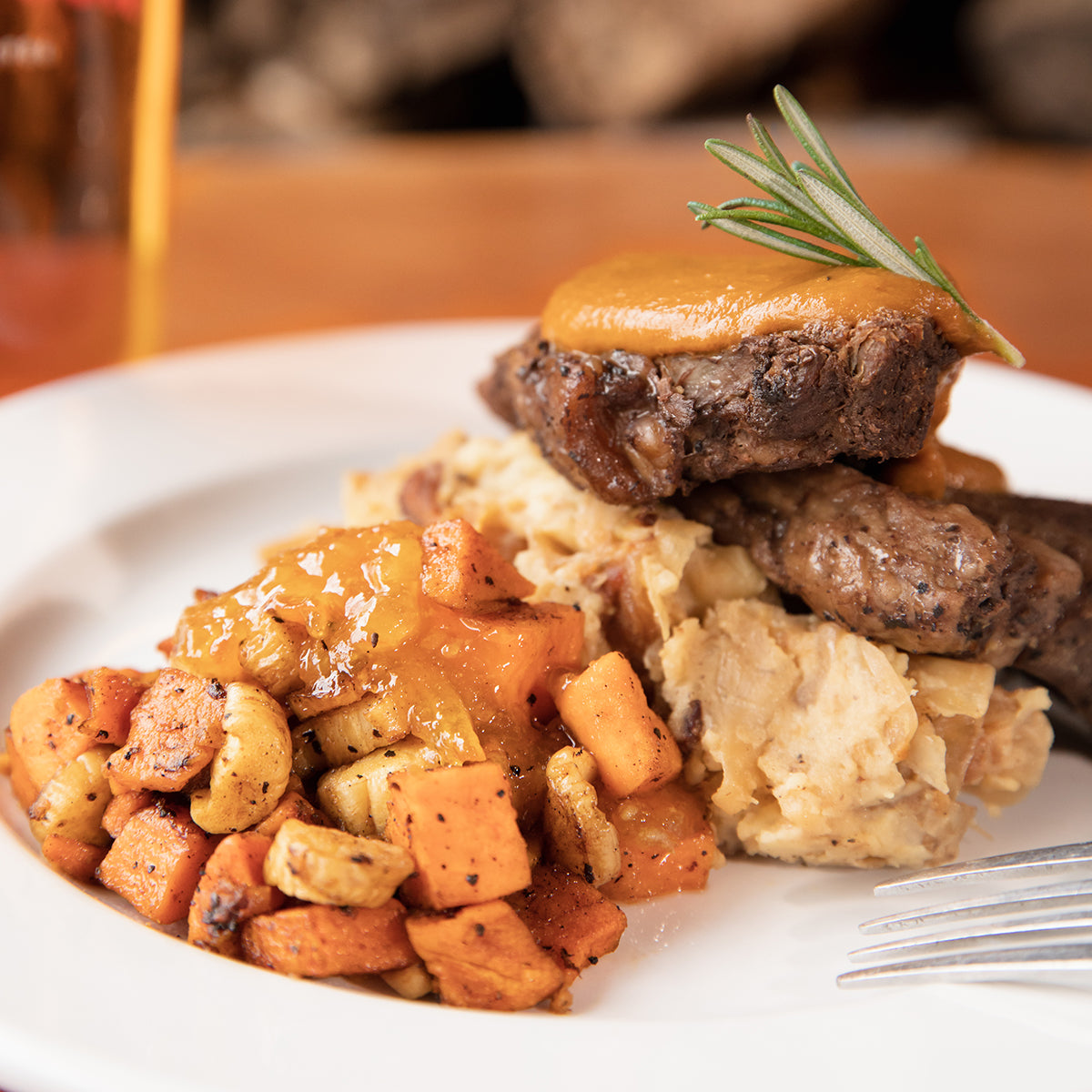 Irish Porter Braised Beef with Roasted Veggies and Colcannon