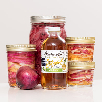Pickled Red Onions with Mint Shrub