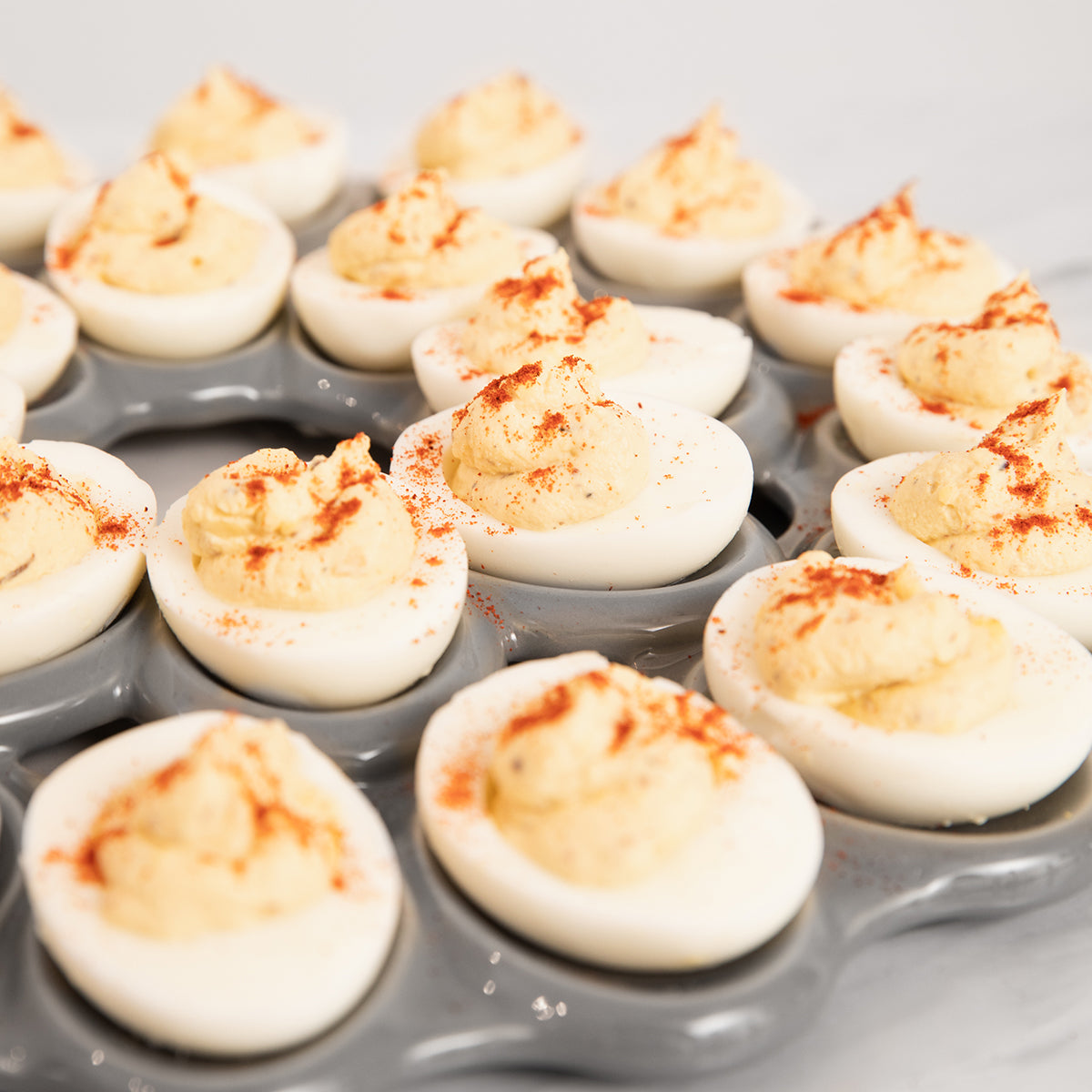Savory Onion Confit Deviled Eggs