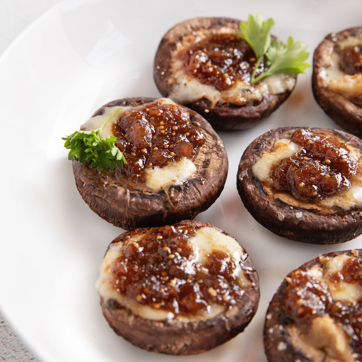 Fig, Pear & Honey Portobellos with Blue Cheese – Blake Hill Preserves