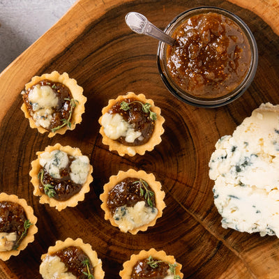 Fig, Pear & Honey Mini Tarts with Blue Cheese