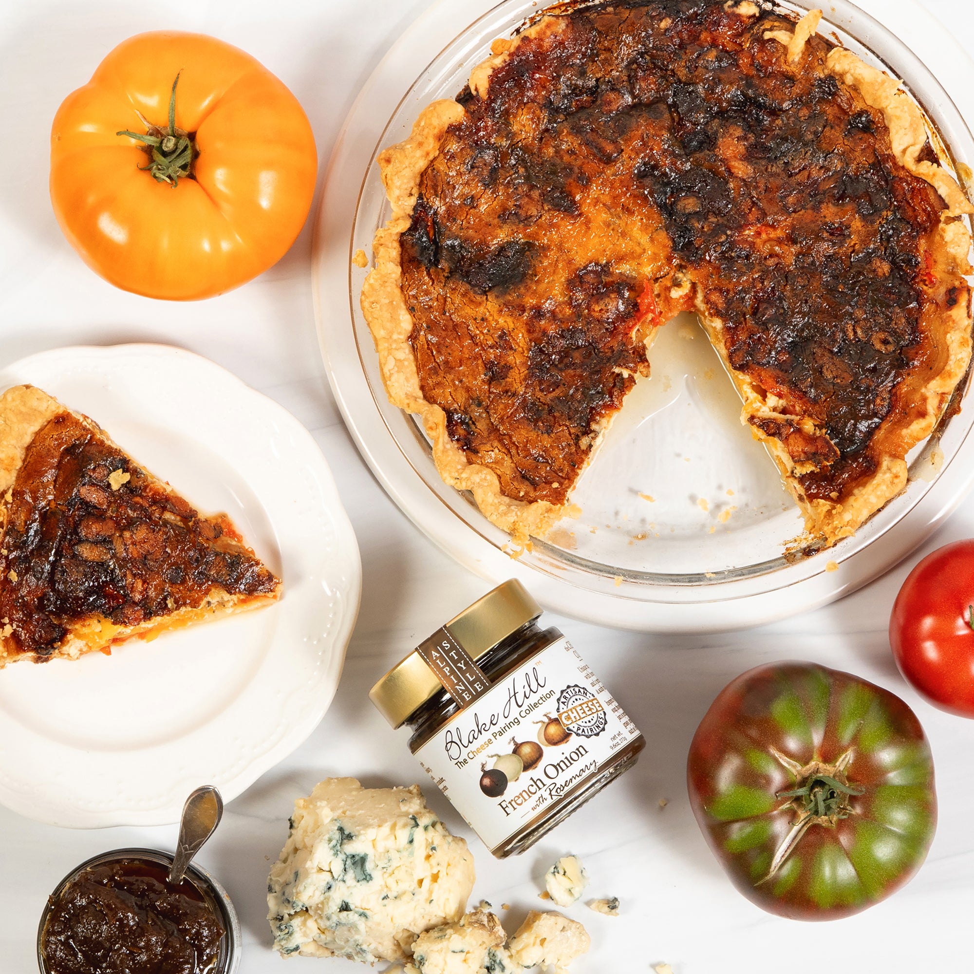 French Onion, Tomato & Blue Cheese Quiche