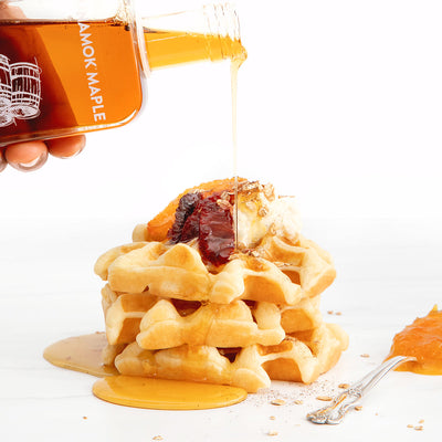 Orange Bourbon Waffles with Bourbon Maple