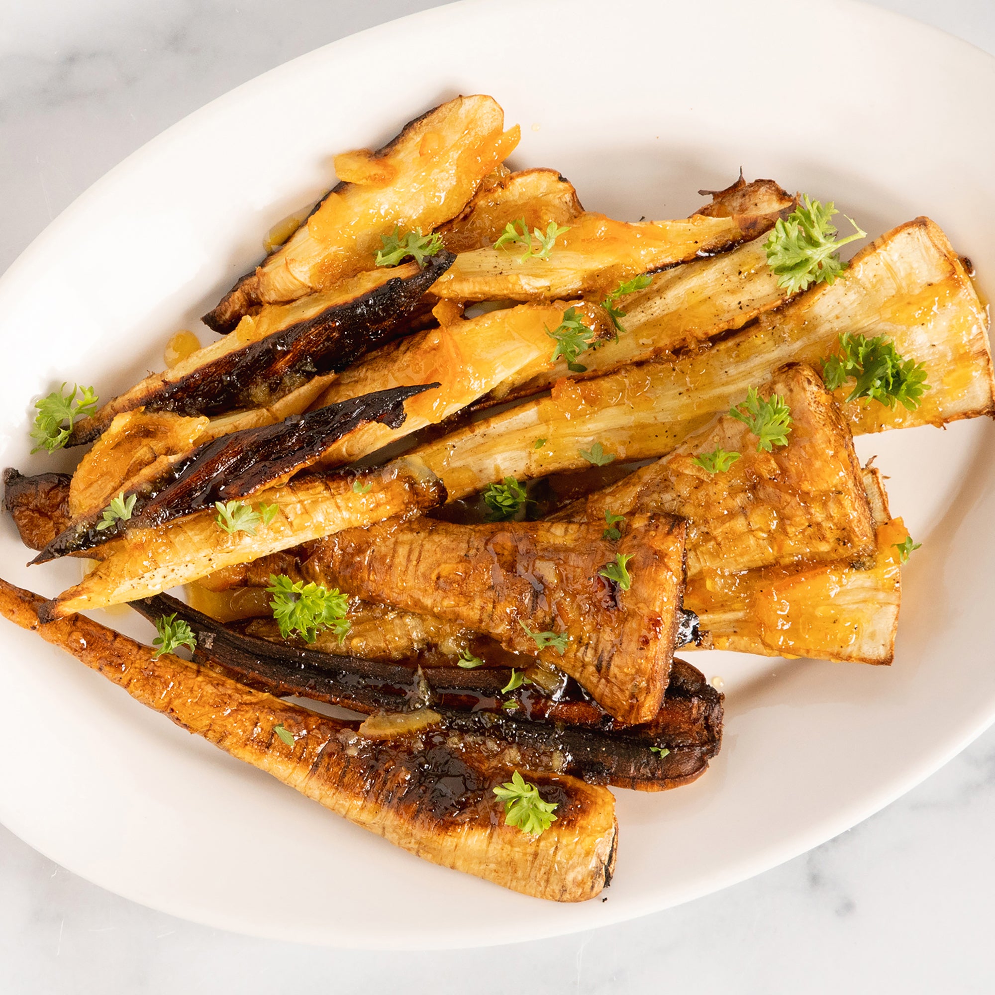 Roast Parsnips with Orange Marmalade Glaze