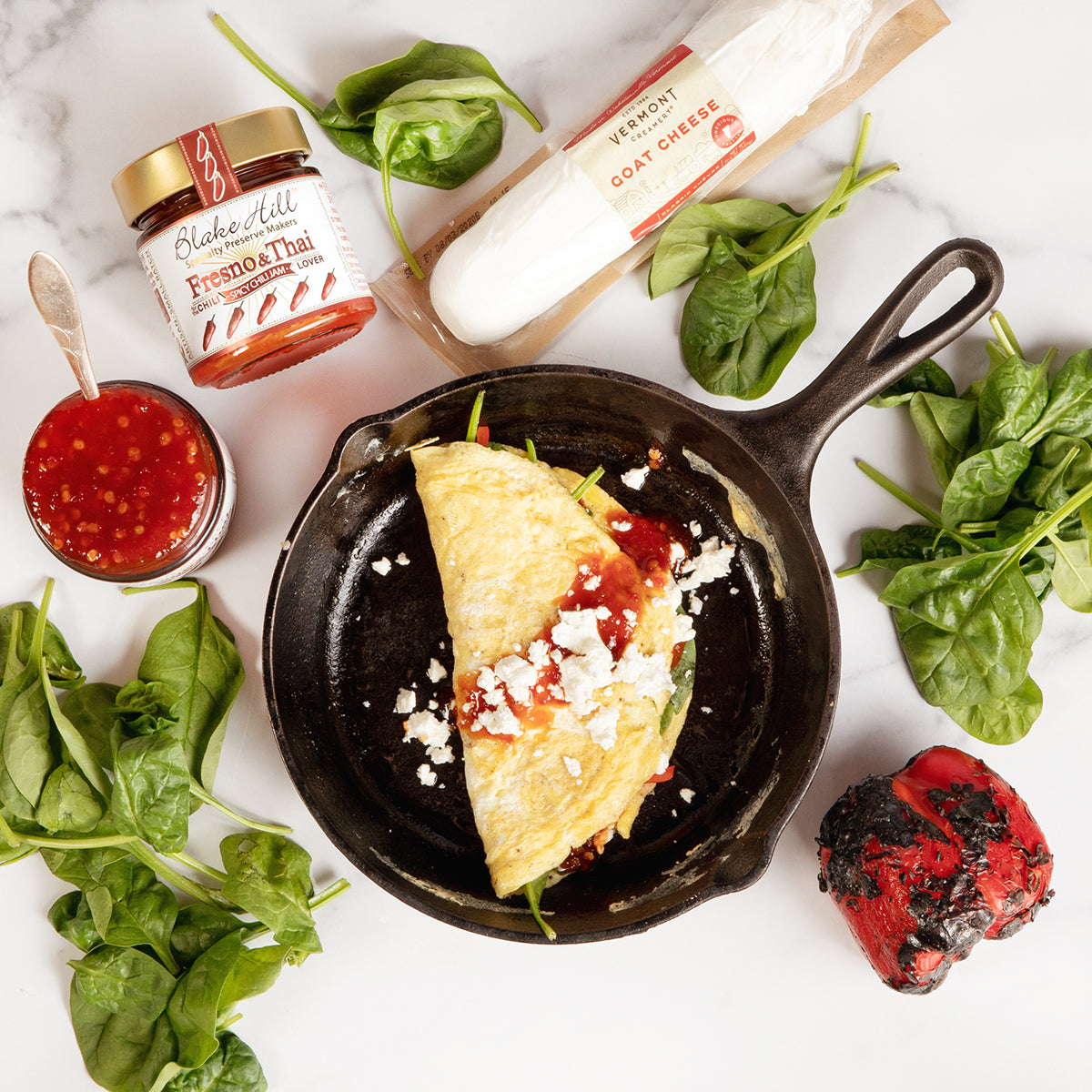 Spicy Fresno Omelette with Goat Cheese
