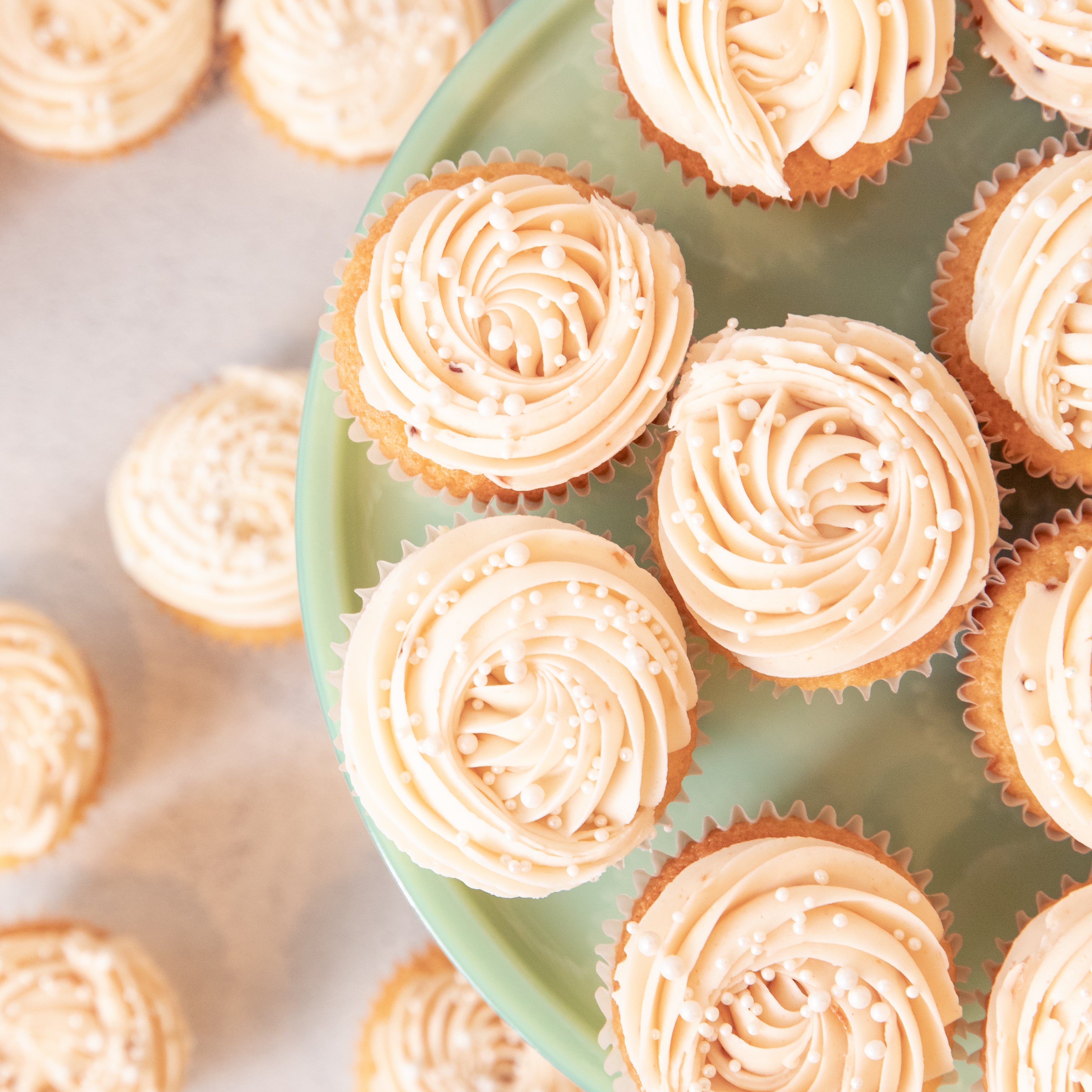 Classic Vanilla Cupcakes with Gooseberry & Elderflower Jam and English Buttercream