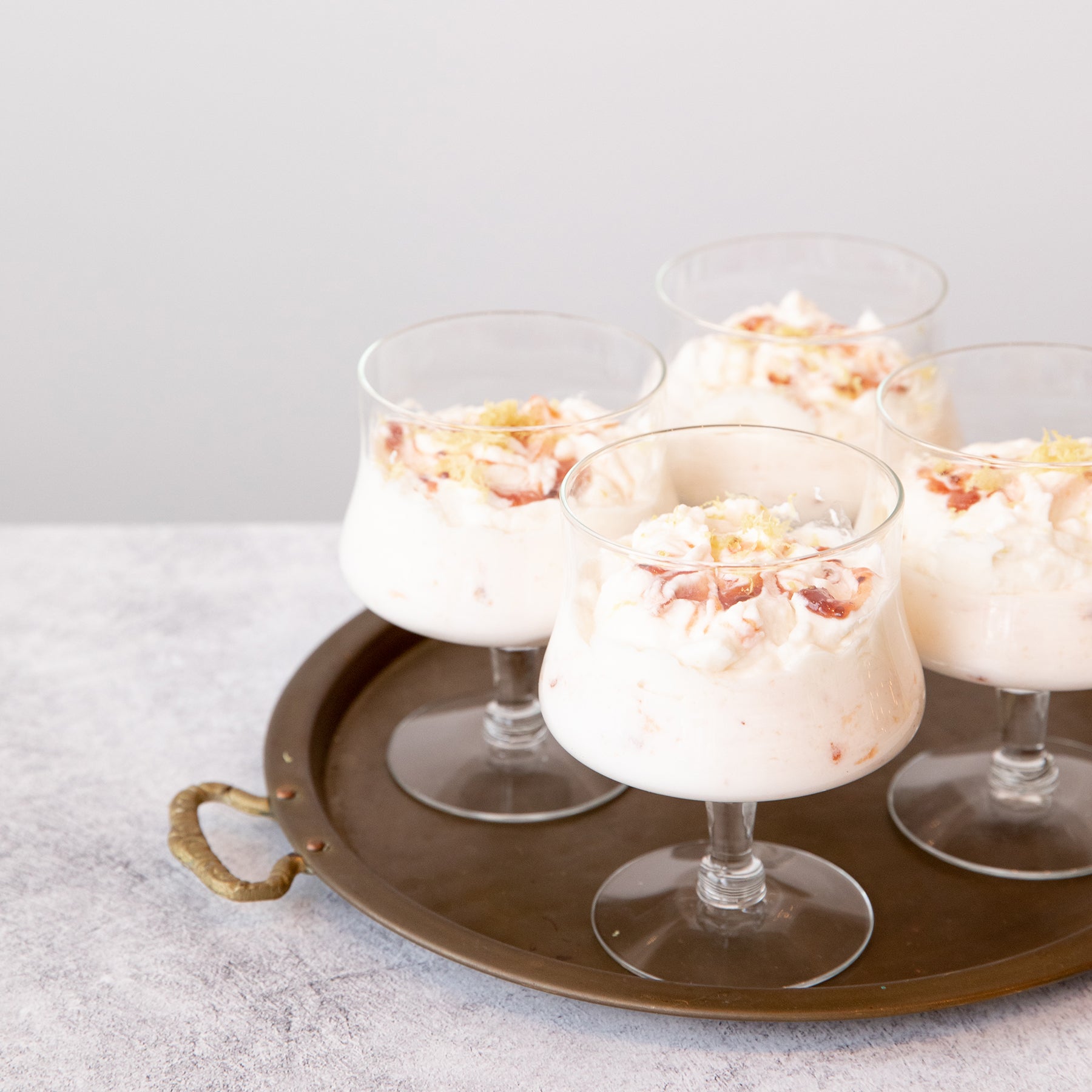 English Syllabub with Gooseberry Jam Swirl