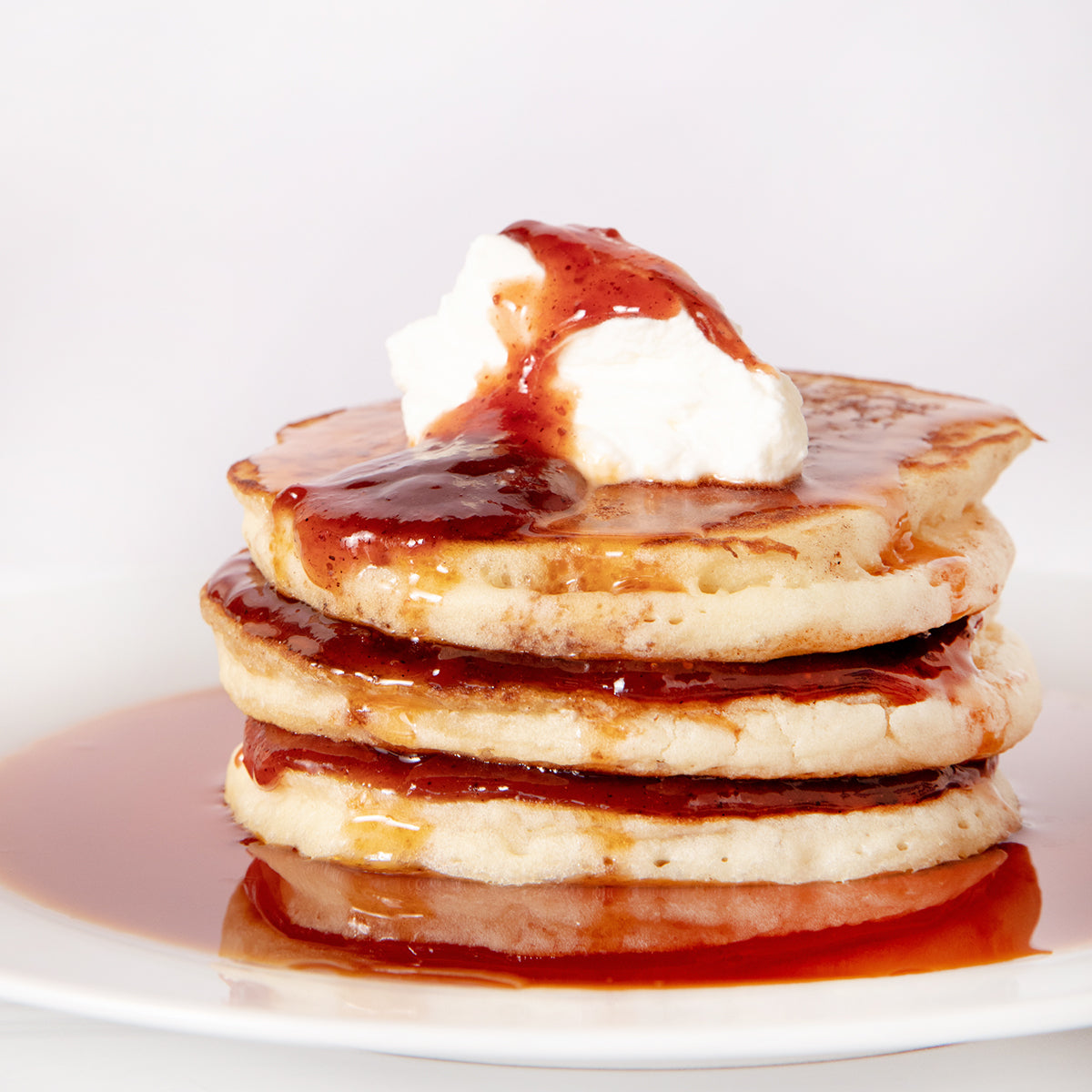 Gluten-Free Strawberry Rhubarb Maple Pancakes